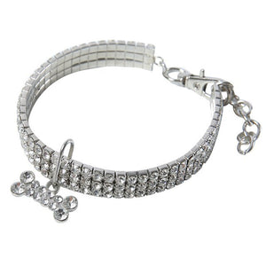 New Dog Rhinestone Necklace Adjustable Collar Pet collar Bone Pendant Animals Habitat Decoration Small Cats Dog Collar Bling