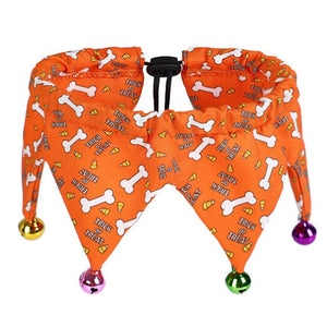 Halloween Pet Collar Festival Dogs Cats Collar with Small Bell Polyester Fabric Adjustable  PI669